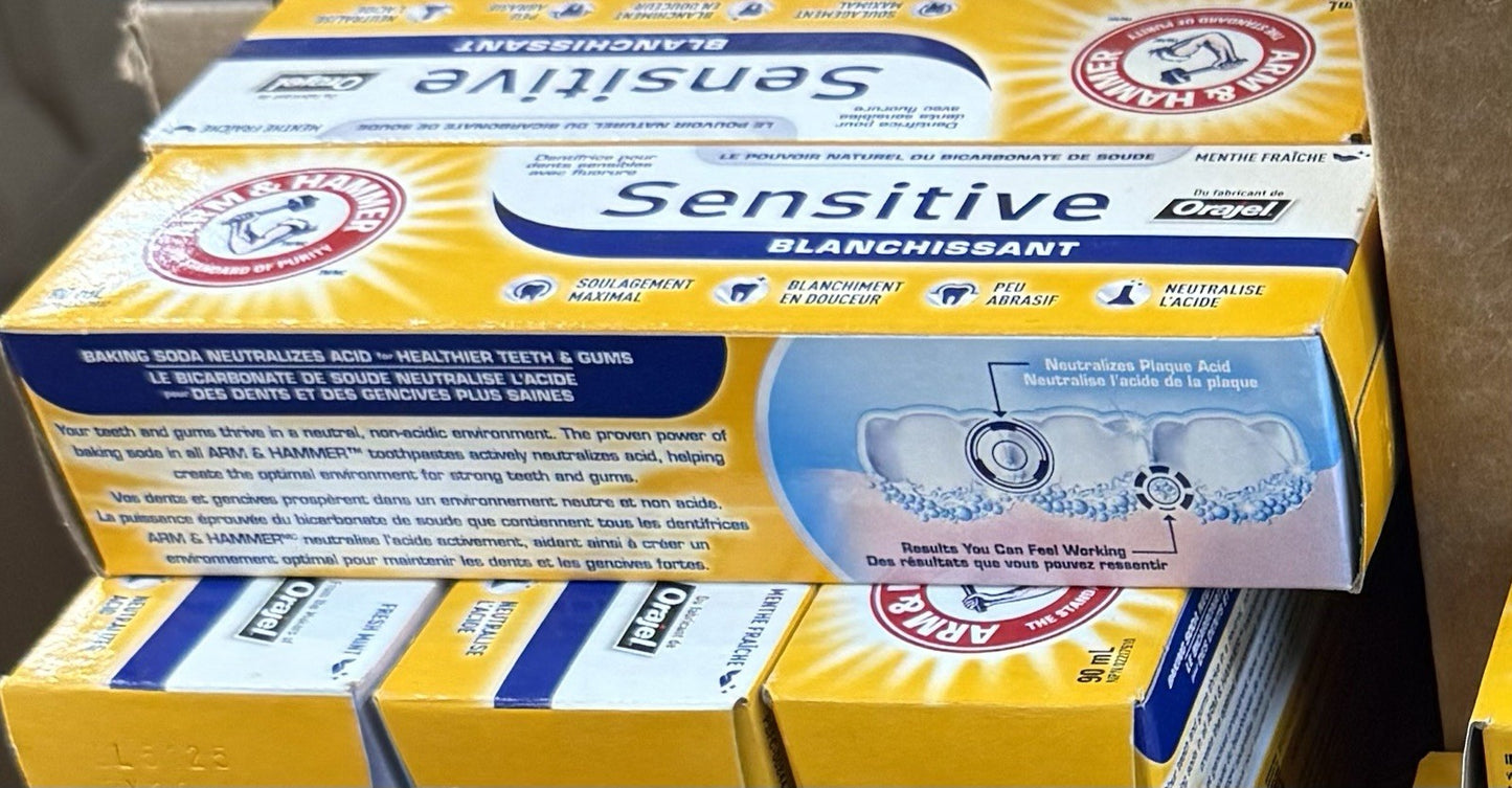 5 Pack Arm & Hammer Sensitive Whitening Toothpaste Fresh Mint 120mL Fluoride - Lumi and Leo