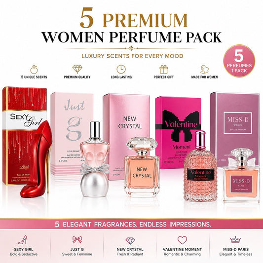 5 Women Eau de Parfum Gift Set Bundle 100ml Cologne Collection New Big Save !!!! - Lumi and Leo