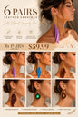6xWomen's Fashion Earrings Elegant Floral Design Gold Tone Nickel Free Gift !!!! - Lumi and Leo