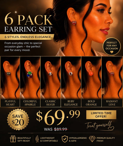 6xWomen's Fashion Earrings Elegant Floral Design Nickel Free. !! - Lumi and Leo
