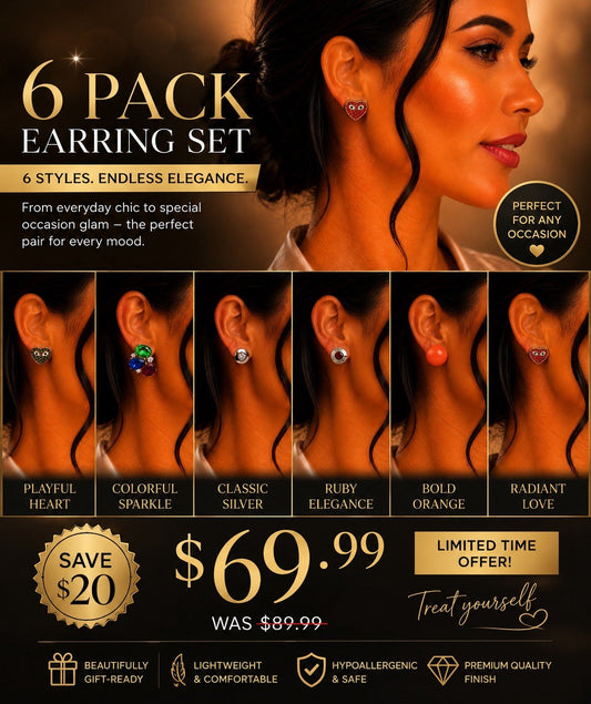 6xWomen's Fashion Earrings Elegant Floral Design Nickel Free. !! - Lumi and Leo