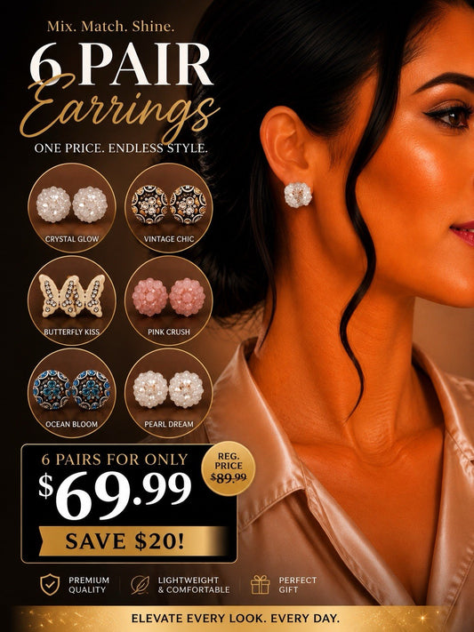 6xWomen's Fashion Earrings Elegant Floral Design Nickel Free. !! - Lumi and Leo
