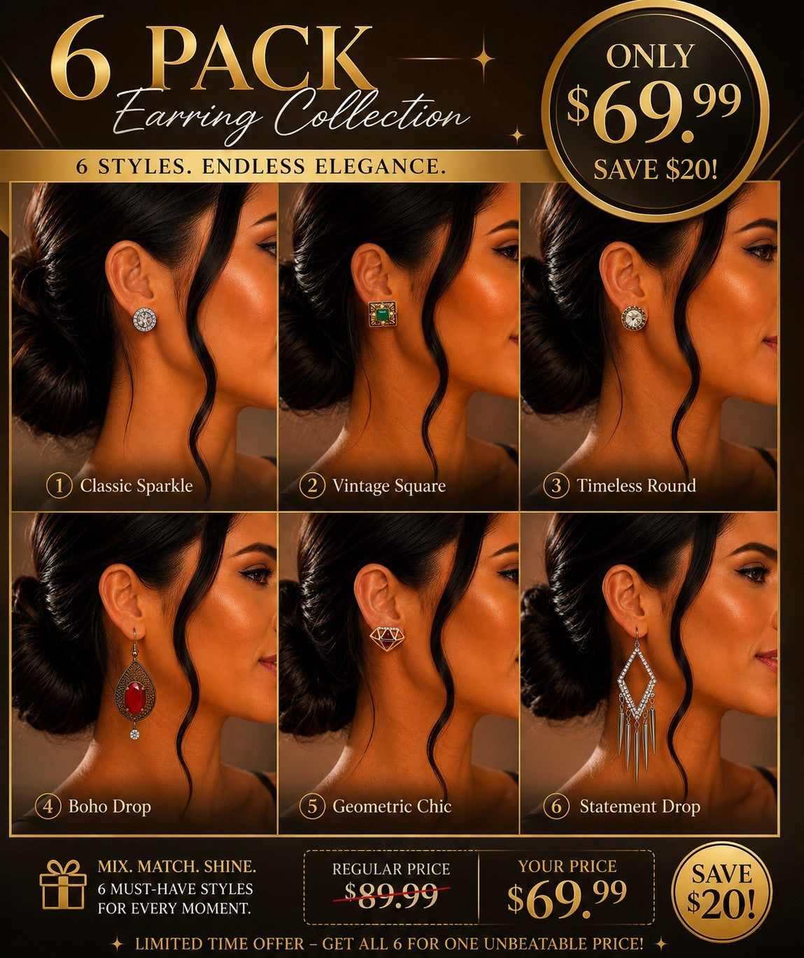 6xWomen's Fashion Earrings Elegant Floral Design Nickel Free. !! - Lumi and Leo