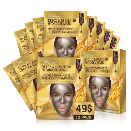 7th Heaven Renew You Detox Replenish Hydrogel Face Mask Charcoal 12 Pack - Lumi and Leo