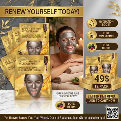 7th Heaven Renew You Detox Replenish Hydrogel Face Mask Charcoal 12 Pack - Lumi and Leo