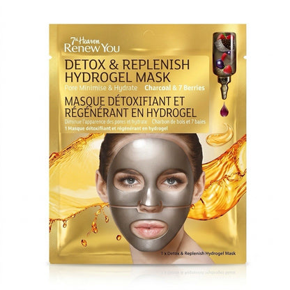 7th Heaven Renew You Detox Replenish Hydrogel Face Mask Charcoal 12 Pack - Lumi and Leo