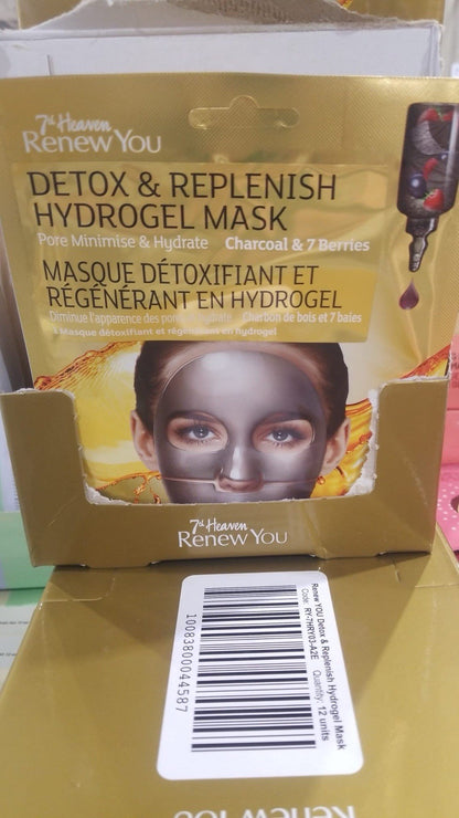 7th Heaven Renew You Detox Replenish Hydrogel Face Mask Charcoal 12 Pack - Lumi and Leo