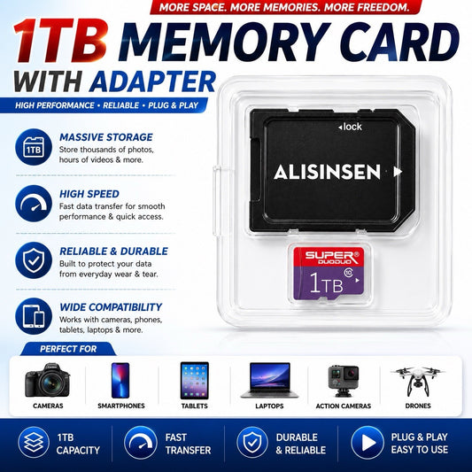 ALISINSEN 1TB Micro SD Memory Card with SD Adapter TF Card - Lumi and Leo