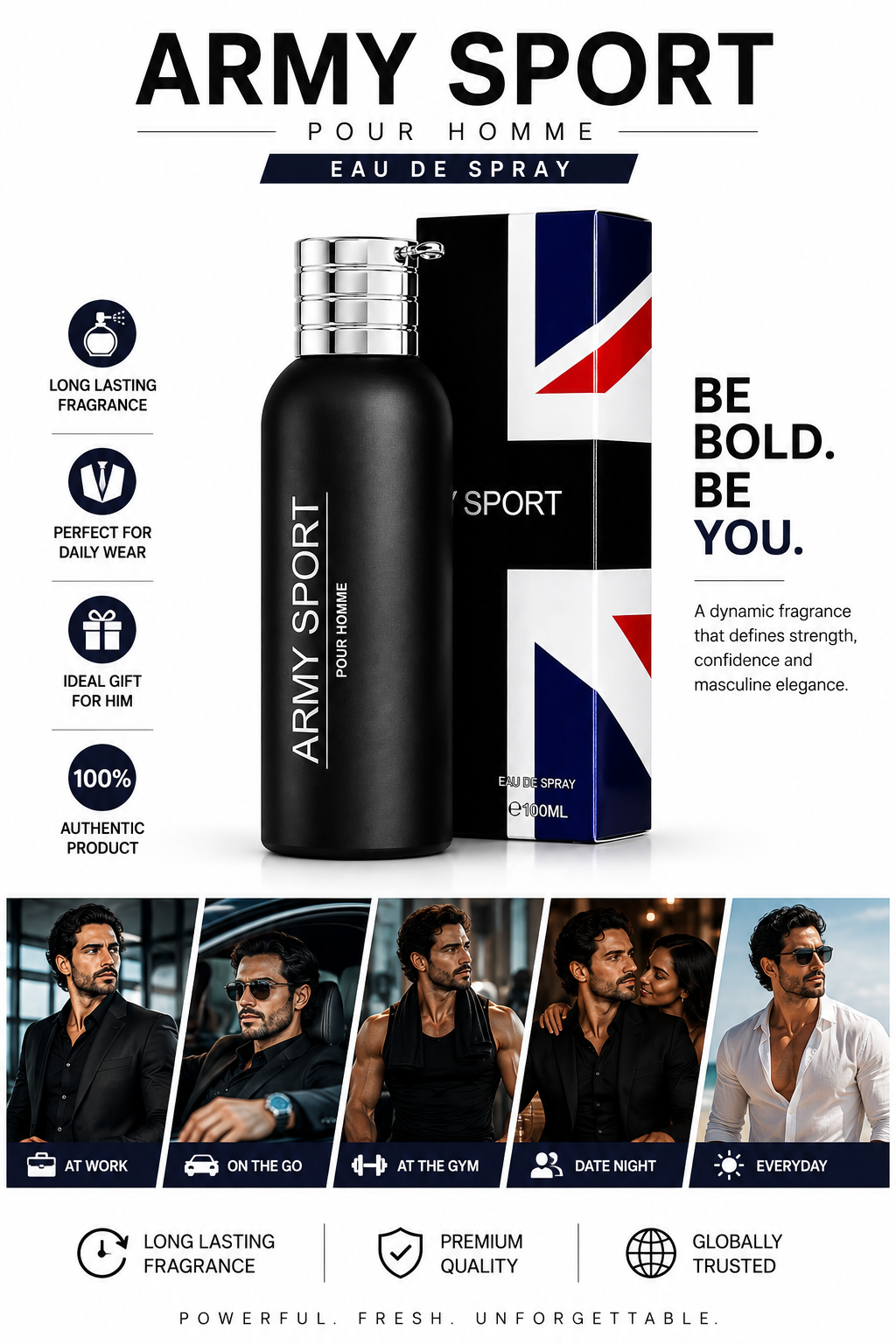 ARMY SPORT POUR HOMME Eau De Spray 100ml Men's Fragrance Long Lasting Cologne