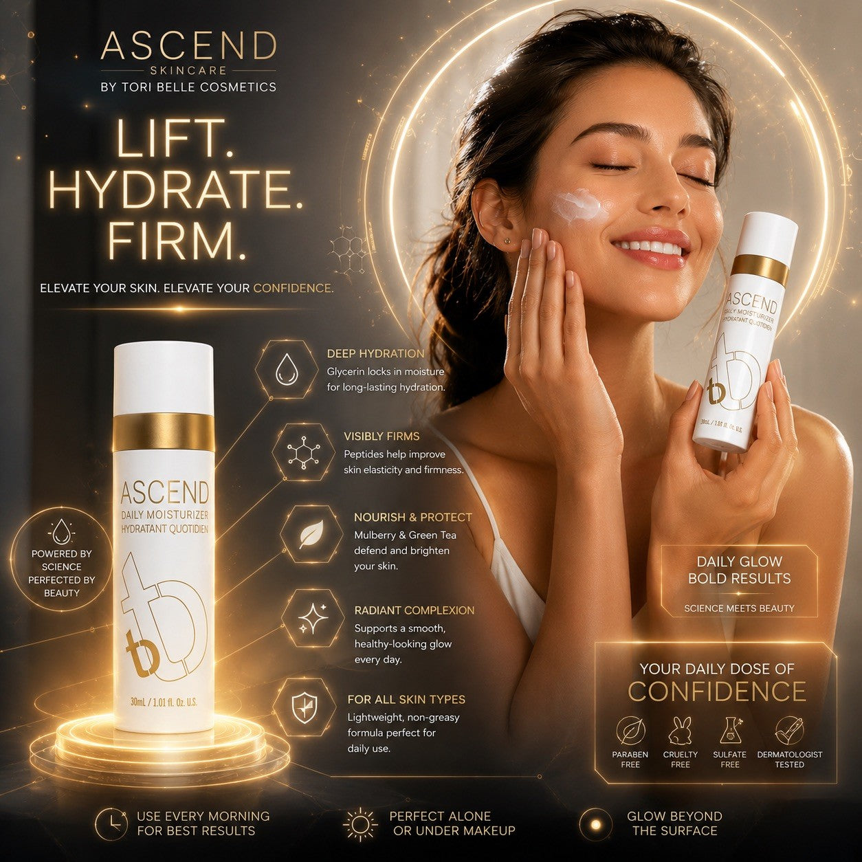ASCEND Daily Moisturizer 30mL Face Cream Hydrating Skincare All Skin Types - Lumi and Leo