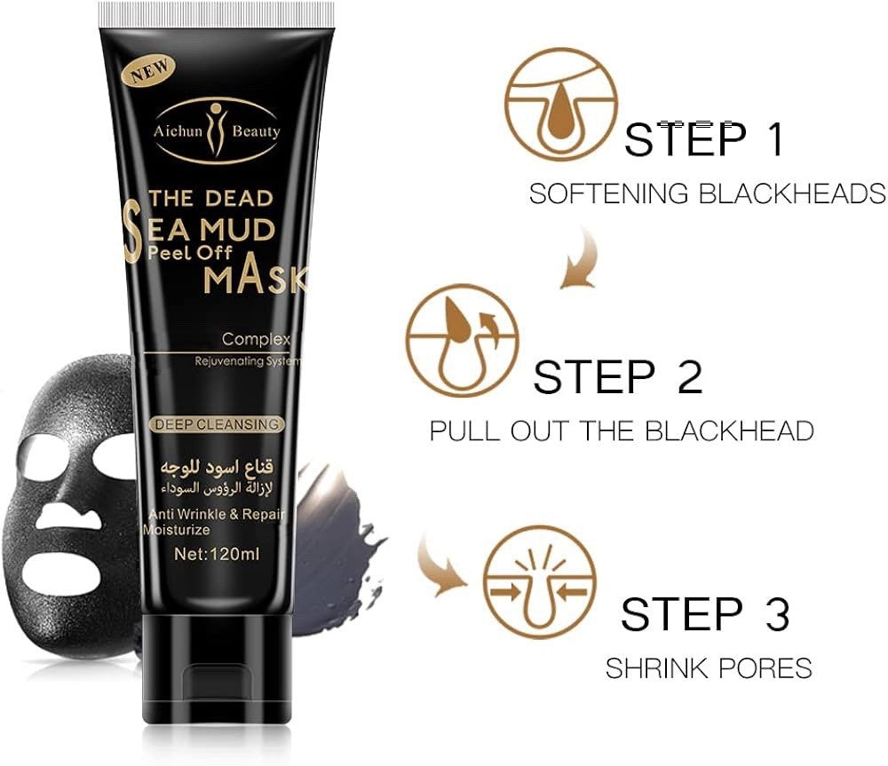 Aichun Beauty Dead Sea Mud Peel Off Face Mask 120ml Pack of 3 Pack Deep Clean