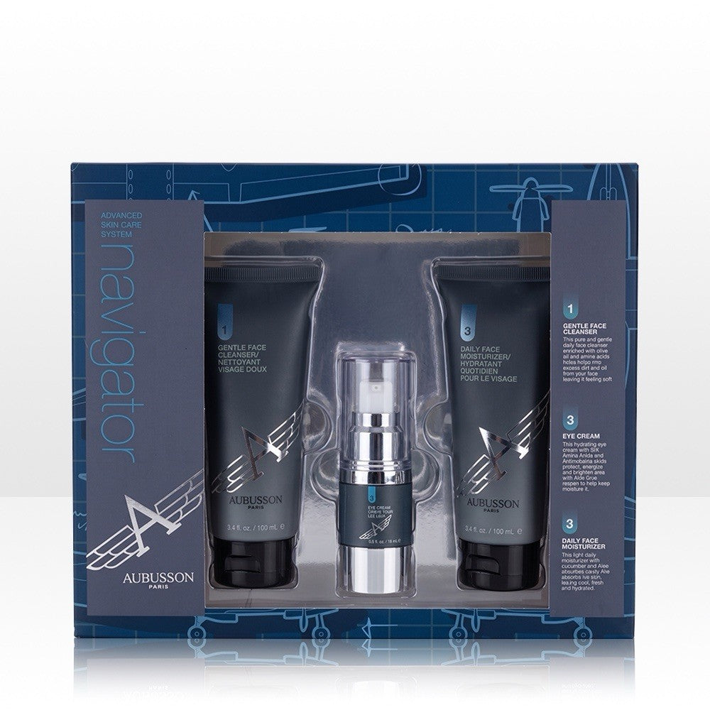 Aubusson Paris Navigator Men Fragrance 3 Pack Cleanser, Eye Cream & Moisturizer