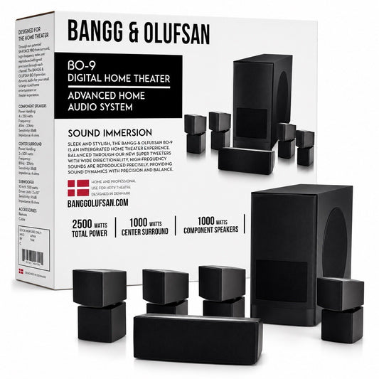 BO-9 Home Theater Speaker System 2500W Home Audio Surround Sound Black - Lumi and Leo