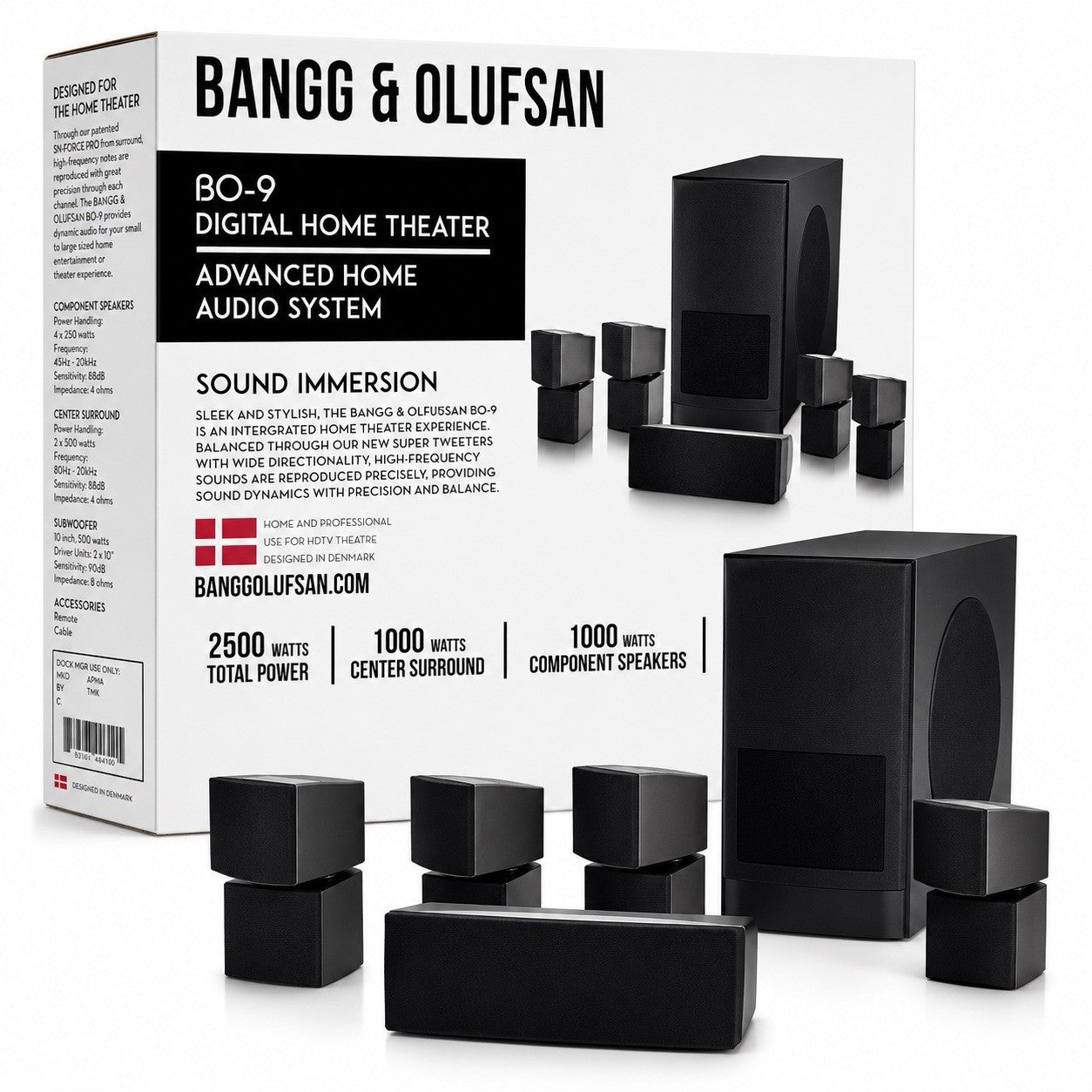 BO-9 Home Theater Speaker System 2500W Home Audio Surround Sound Black - Lumi and Leo