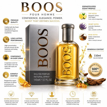 BOOS Pour Homme Eau de Parfum 110ml Men's Fragrance Natural Spray - Lumi and Leo