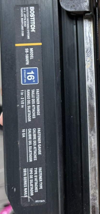 BOSTITCH SB-1664FN 16-Gauge Pneumatic Straight Finish Nailer Tested Working - Lumi and Leo
