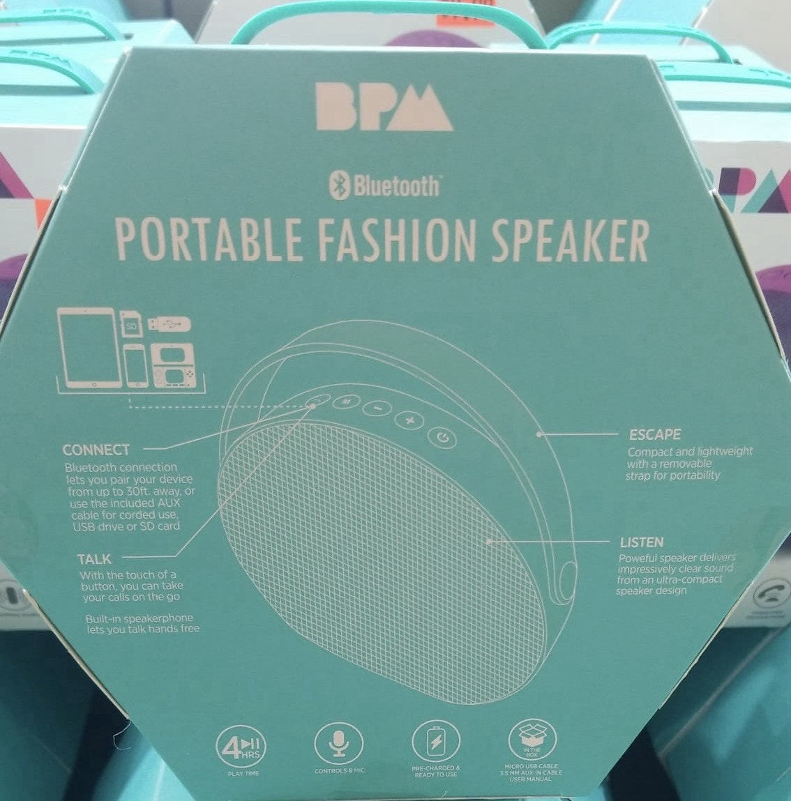 BPA Portable Bluetooth Fashion Speaker Wireless TF USB AUX Hands-Free Purple - Lumi and Leo