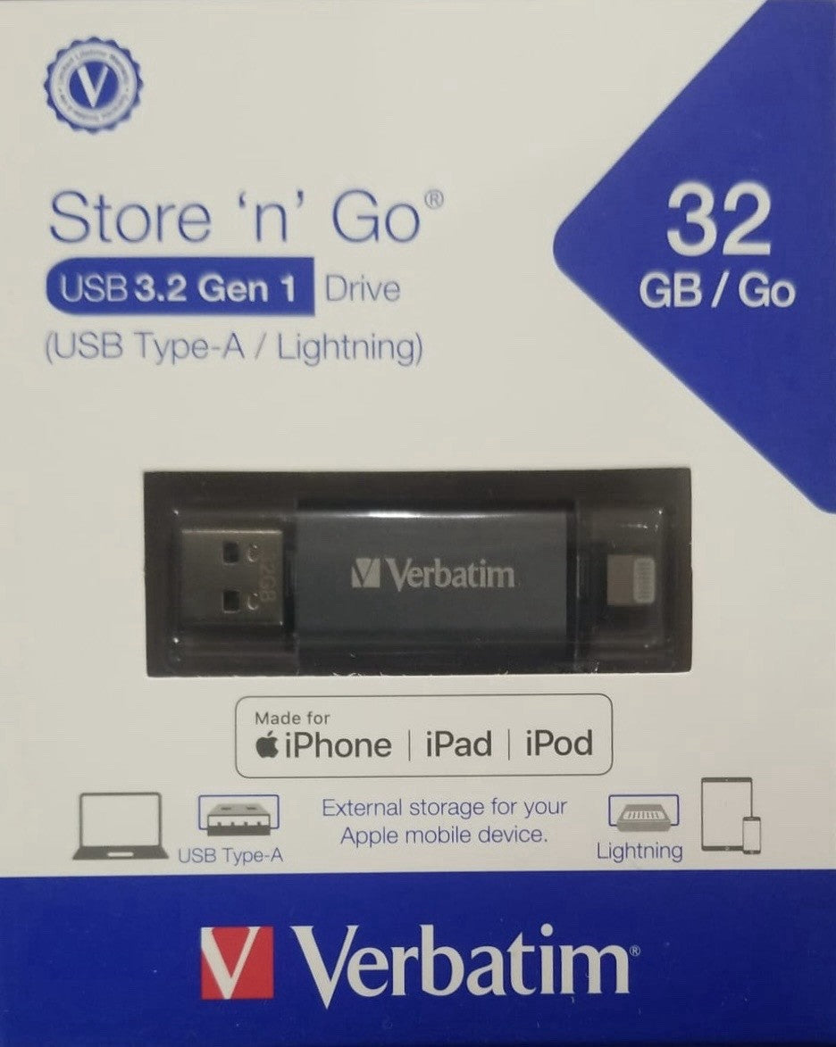 “BRAND NEW” Verbatim Corporation  32Gb Istorengo Dual Flash Drive Usb 3.0 - Lumi and Leo