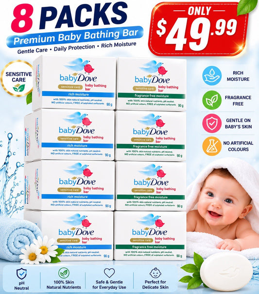 Baby Dove Sensitive Care Soap 2 Pack (8 Bars) Moisturizing Fragrance Free - Lumi and Leo