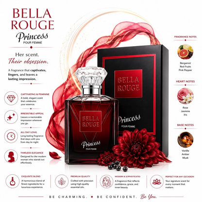 Bella Rouge Princess Eau De Parfum for Women 100ml Long Lasting Perfume - Lumi and Leo