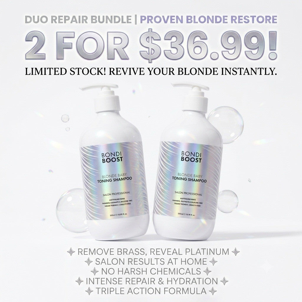 Bondi Boost Blonde Baby Toning Shampoo 500ml x2 Purple Shampoo Bundle