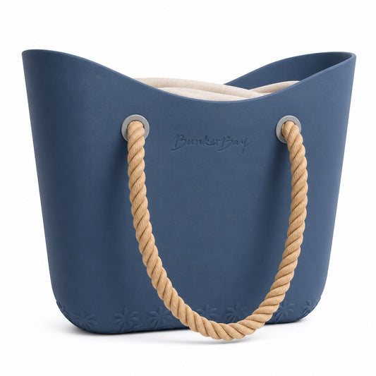 BunkerBay EVA Waterproof Beach Tote Bag Large Rope Handle Navy Blue - Lumi and Leo