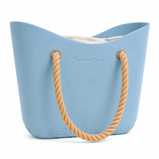 BunkerBay Waterproof EVA Beach Tote Bag Rope Handle Large Light Blue Women - Lumi and Leo
