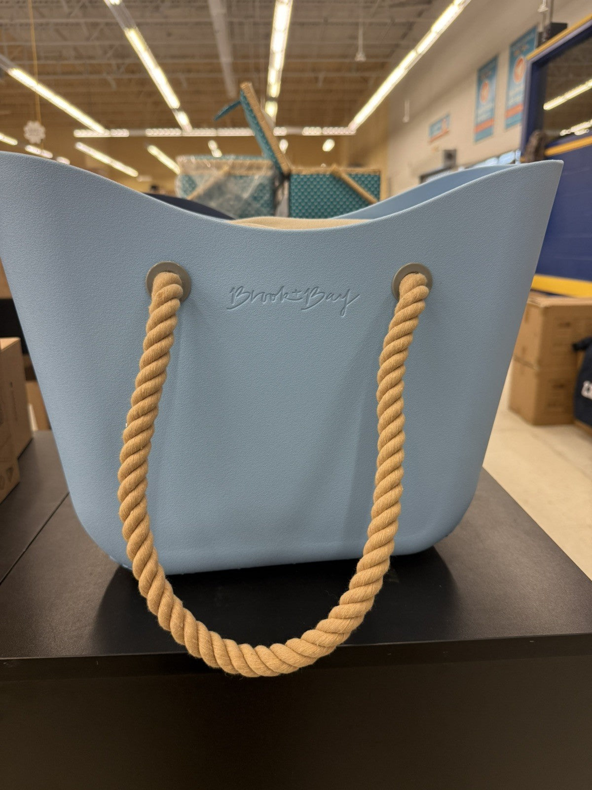 BunkerBay Waterproof EVA Beach Tote Bag Rope Handle Large Light Blue Women