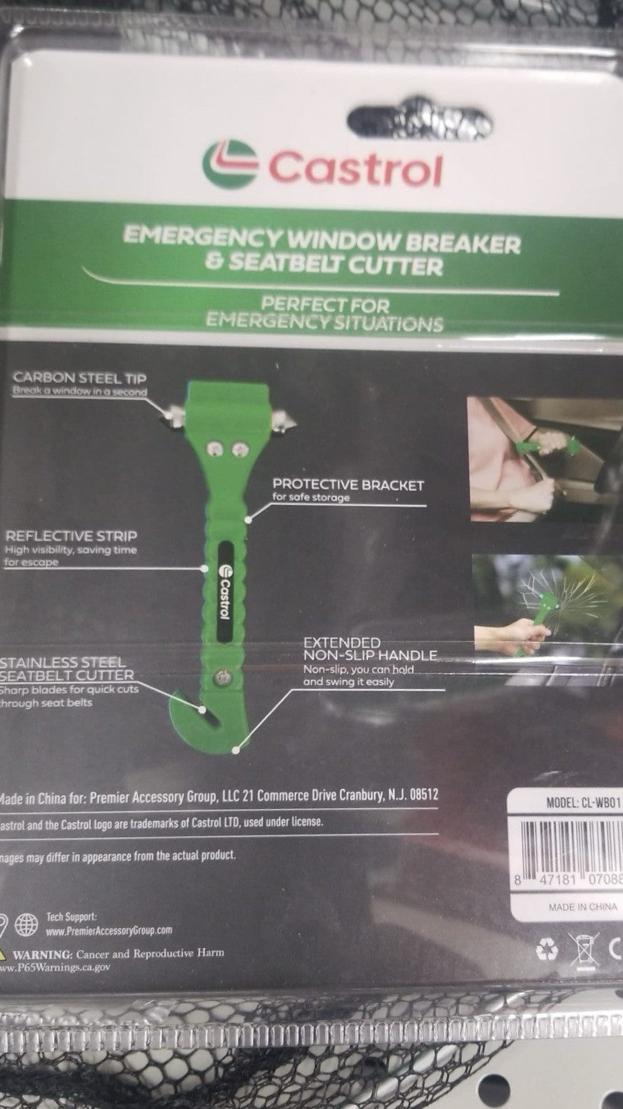 Castrol Window Breaker, Seat Belt Cutter, Escape and Rescue Tool