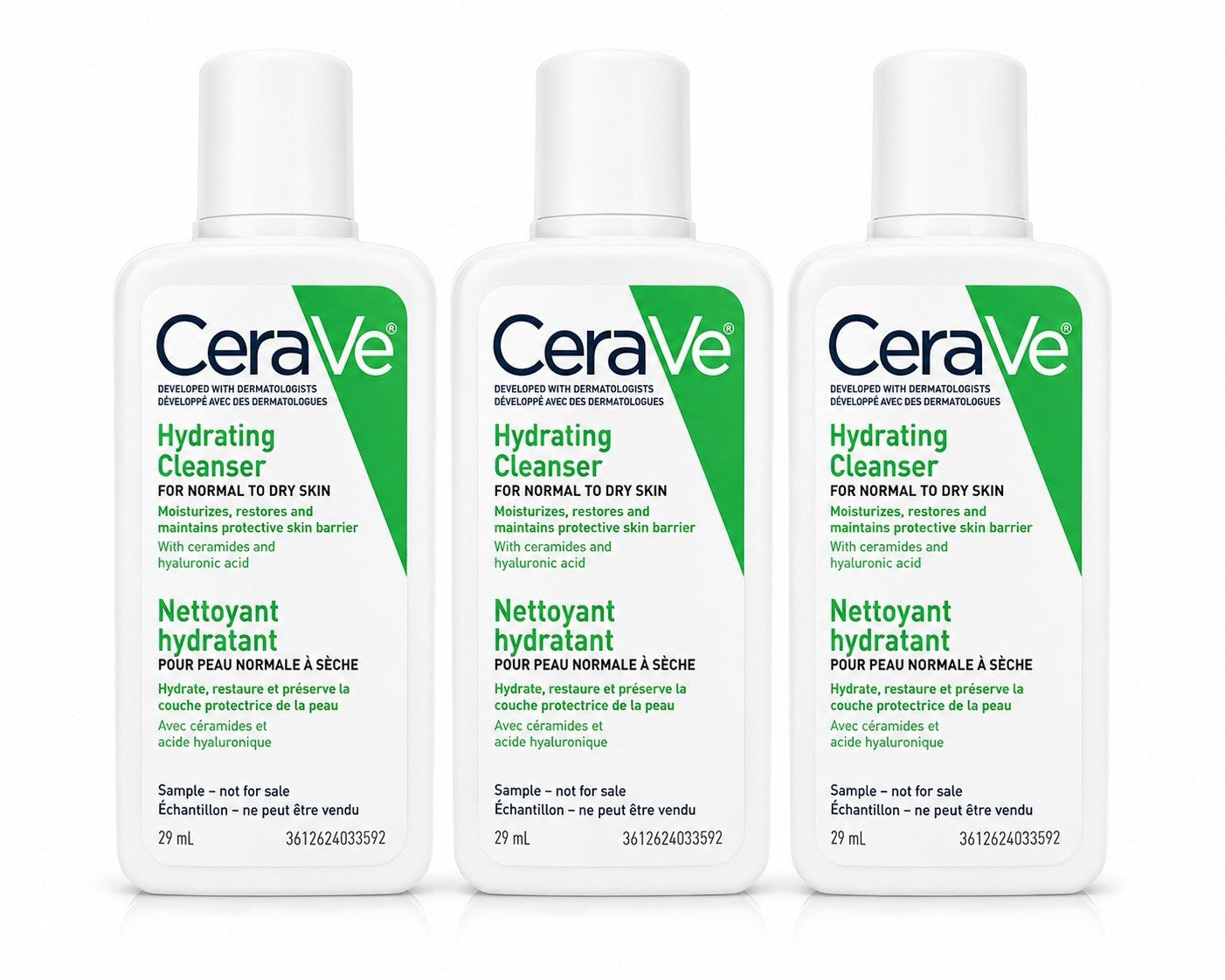CeraVe Hydrating Cleanser 29ml Travel Size 3 Pack Normal to Dry Skin
