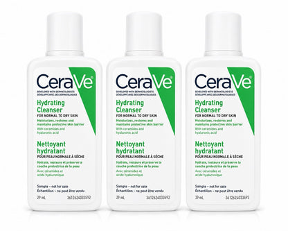 CeraVe Hydrating Cleanser 29ml Travel Size 3 Pack Normal to Dry Skin - Lumi and Leo