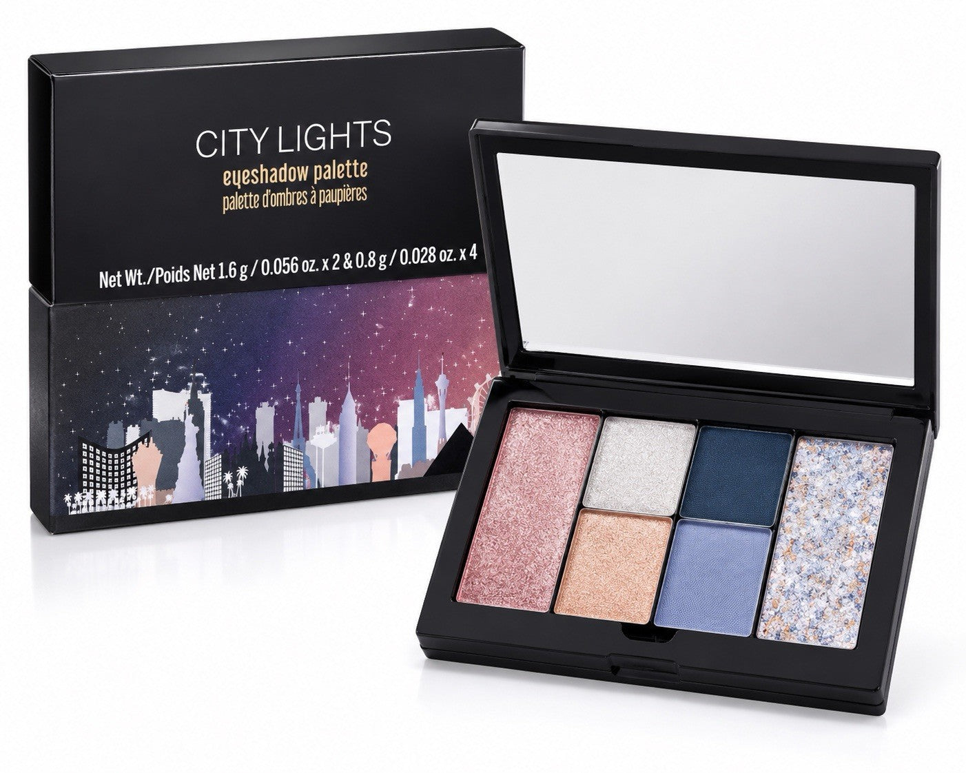 City Lights Eyeshadow Palette 6 Color Shimmer Matte Makeup with Mirror - Lumi and Leo