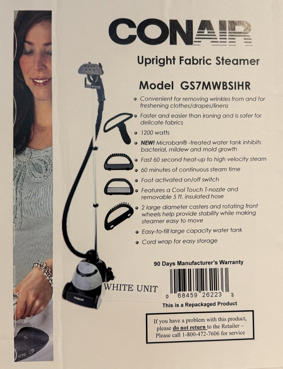 Conair GS7IHR 1200W Upright Fabric Garment Clothes Steamer Refurbished White - Lumi and Leo