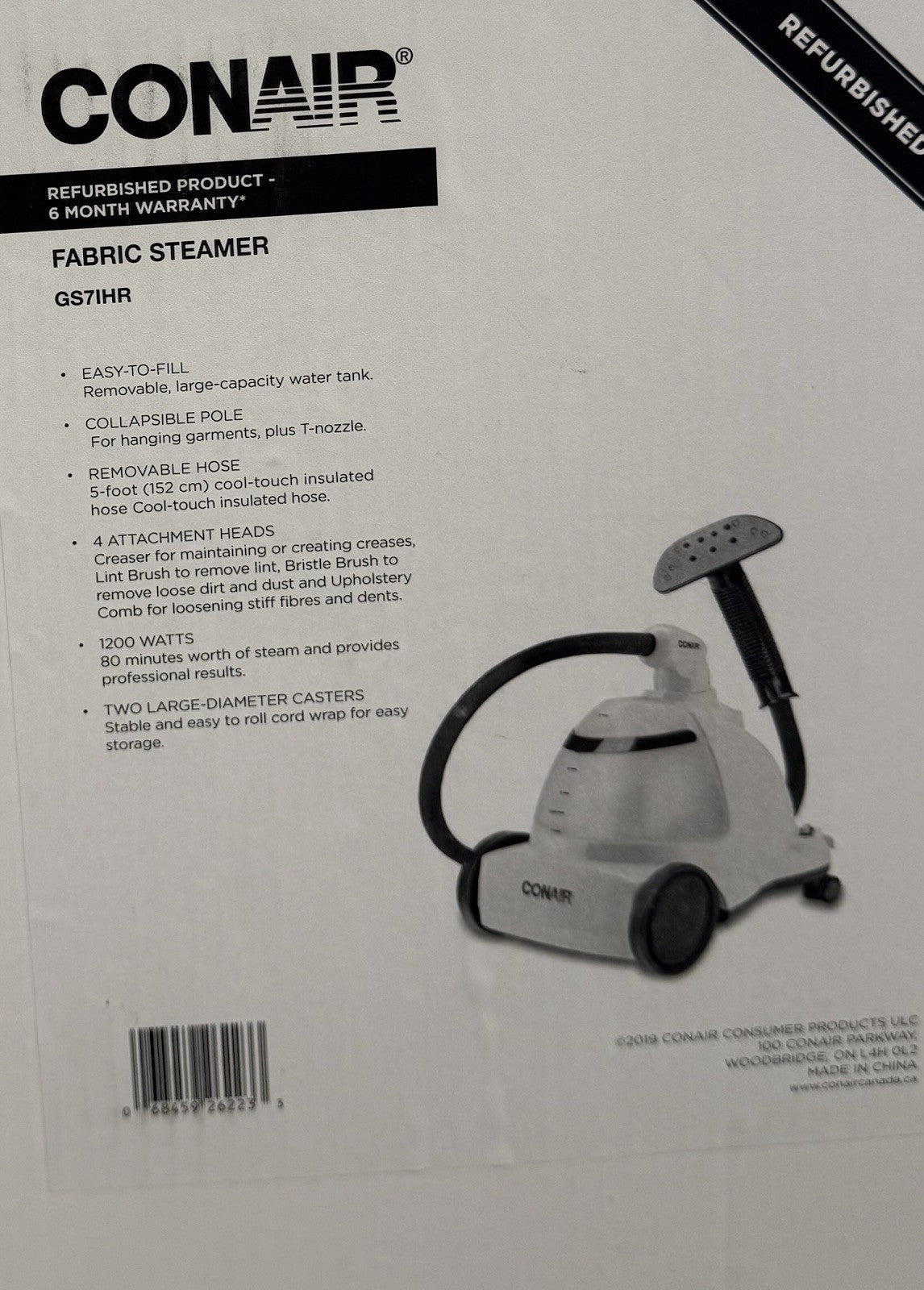 Conair GS7IHR 1200W Upright Fabric Garment Clothes Steamer Refurbished White - Lumi and Leo