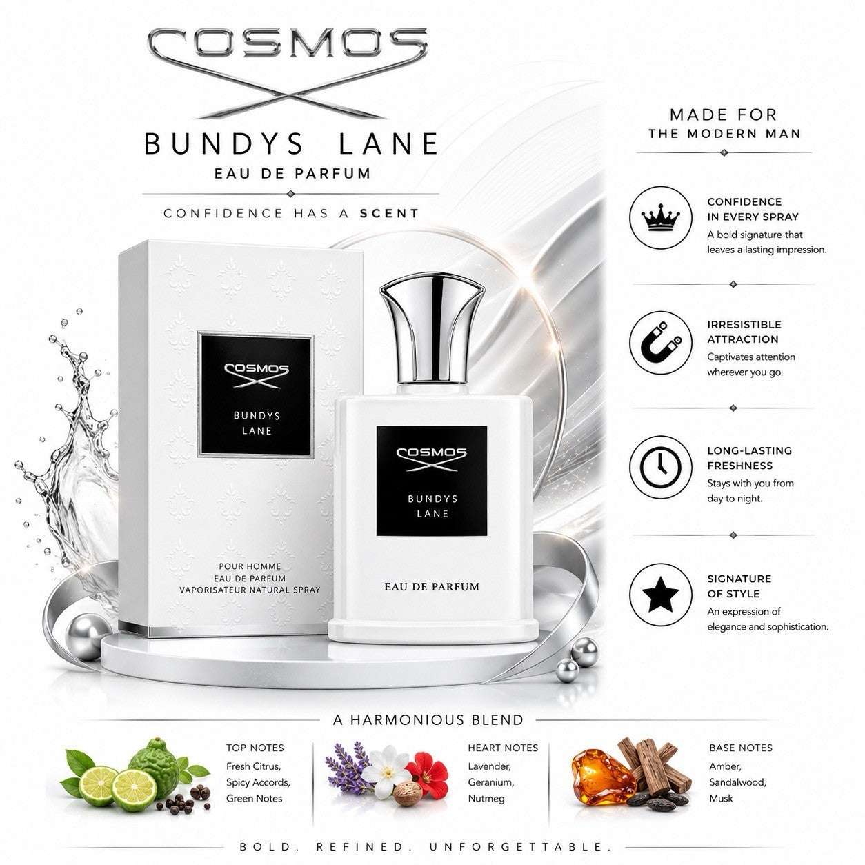 Cosmos Bundys Lane Pour Homme Eau De Parfum 100ml Men's Long Lasting - Lumi and Leo