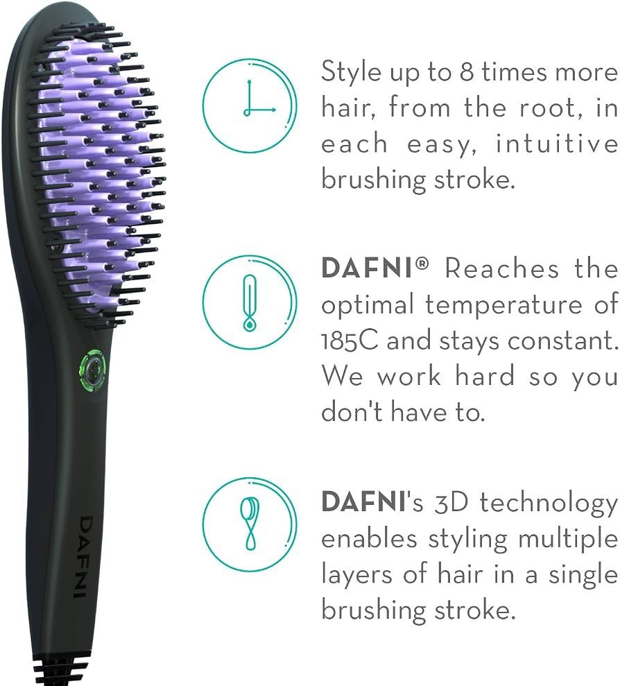 DAFNI Hair Straightening Brush Ceramic DH1.0A - Black/Purple Tested Works Great! - Lumi and Leo