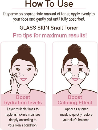 DEARBOO KOREAN BEAUTY Glass Skin Snail Toner With Hyaluronic Acid & Ceramide! - Lumi and Leo