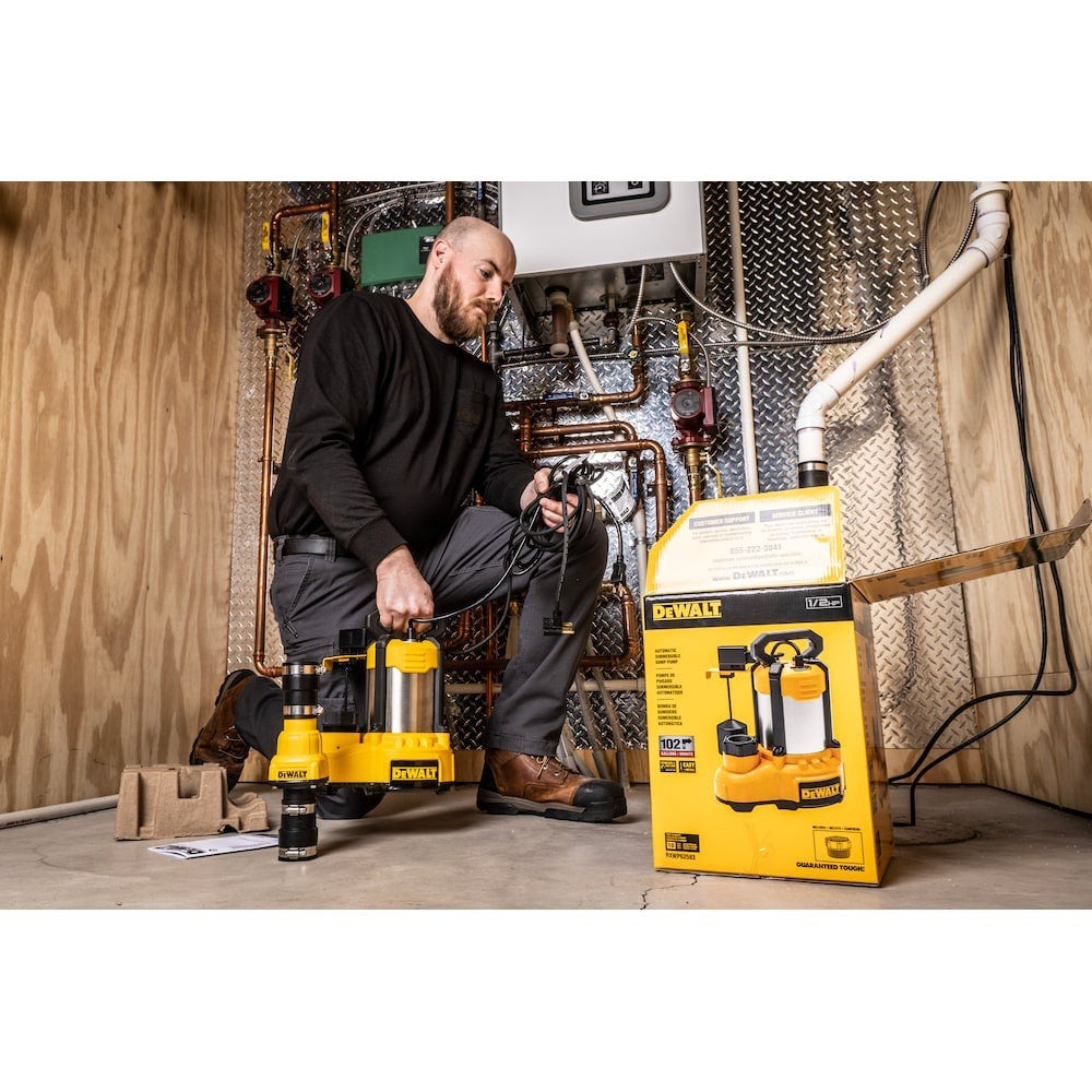 DEWALT® 1/2 HP Stainless Steel and Cast Iron, Efficient, Fully Submersible Sump
