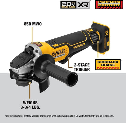 DEWALT 20V MAX XR Brushless 4-1/2/5" Angle Grinder Tool Only Tested Working - Lumi and Leo