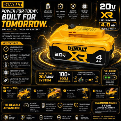 DEWALT DCB204 XR 20V MAX 4.0Ah Lithium-Ion Battery Genuine New - Lumi and Leo