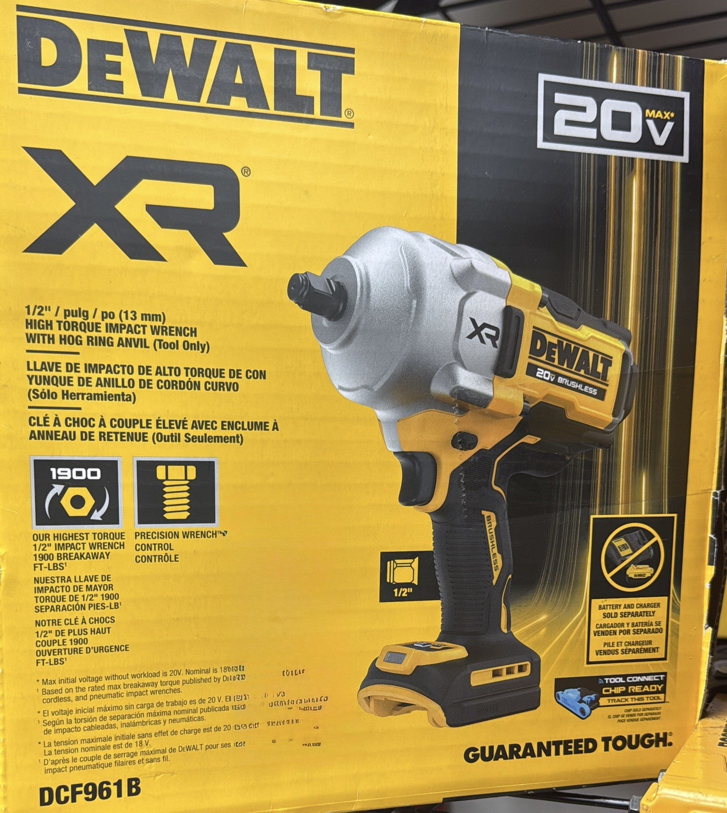 DEWALT DCF961B 20V XR 1/2" High Torque Impact Wrench 1900 Ft-Lbs Brushless