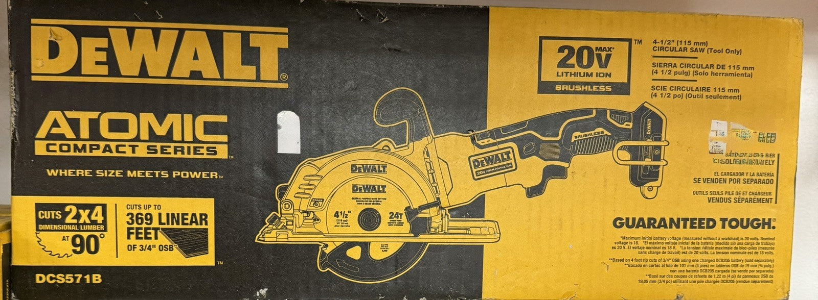 DEWALT DCS571B 20V MAX 4 1/2 INCH COMPACT CIRCULAR SAW (DCS571B)