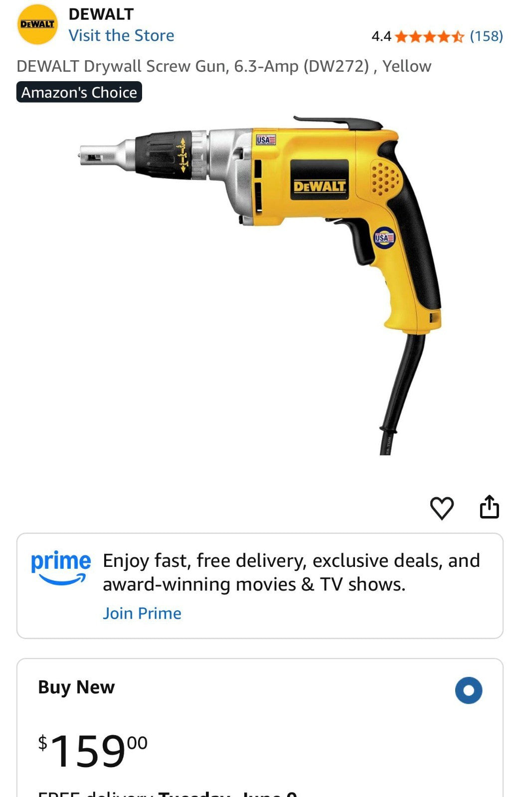 DEWALT PROFESSIONAL DRYWALL SCREW GUN Heavy-Duty Construction Grade Tool