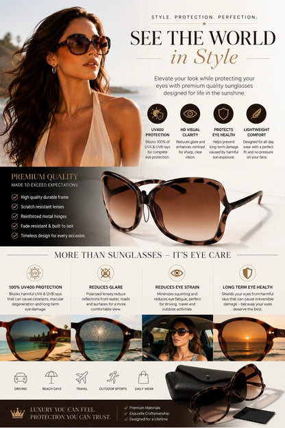 DG Women’s Oversized UV400 Sunglasses Brown Gradient Fashion Shades - Lumi and Leo