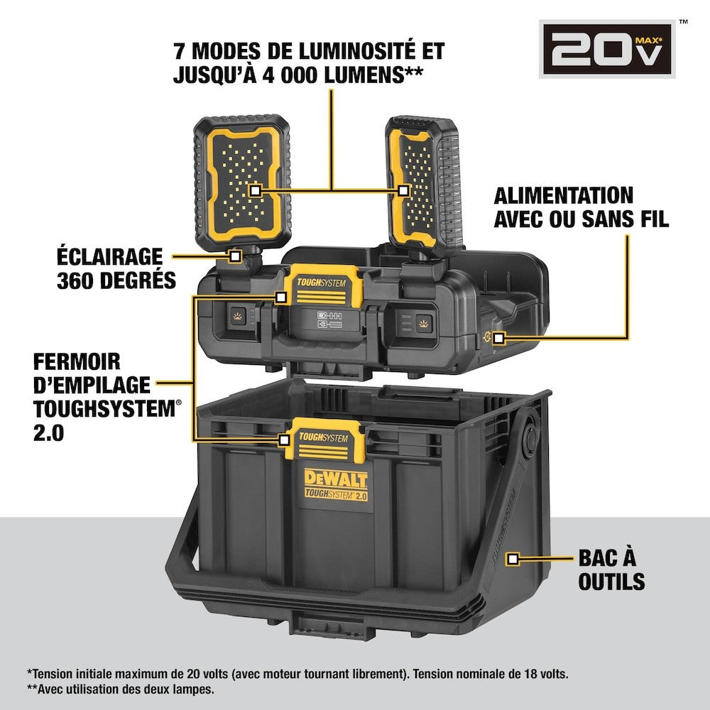 DeWalt DWST08060 TOUGHSYSTEM 2.0 Adjustable Work Light With Storage - Lumi and Leo