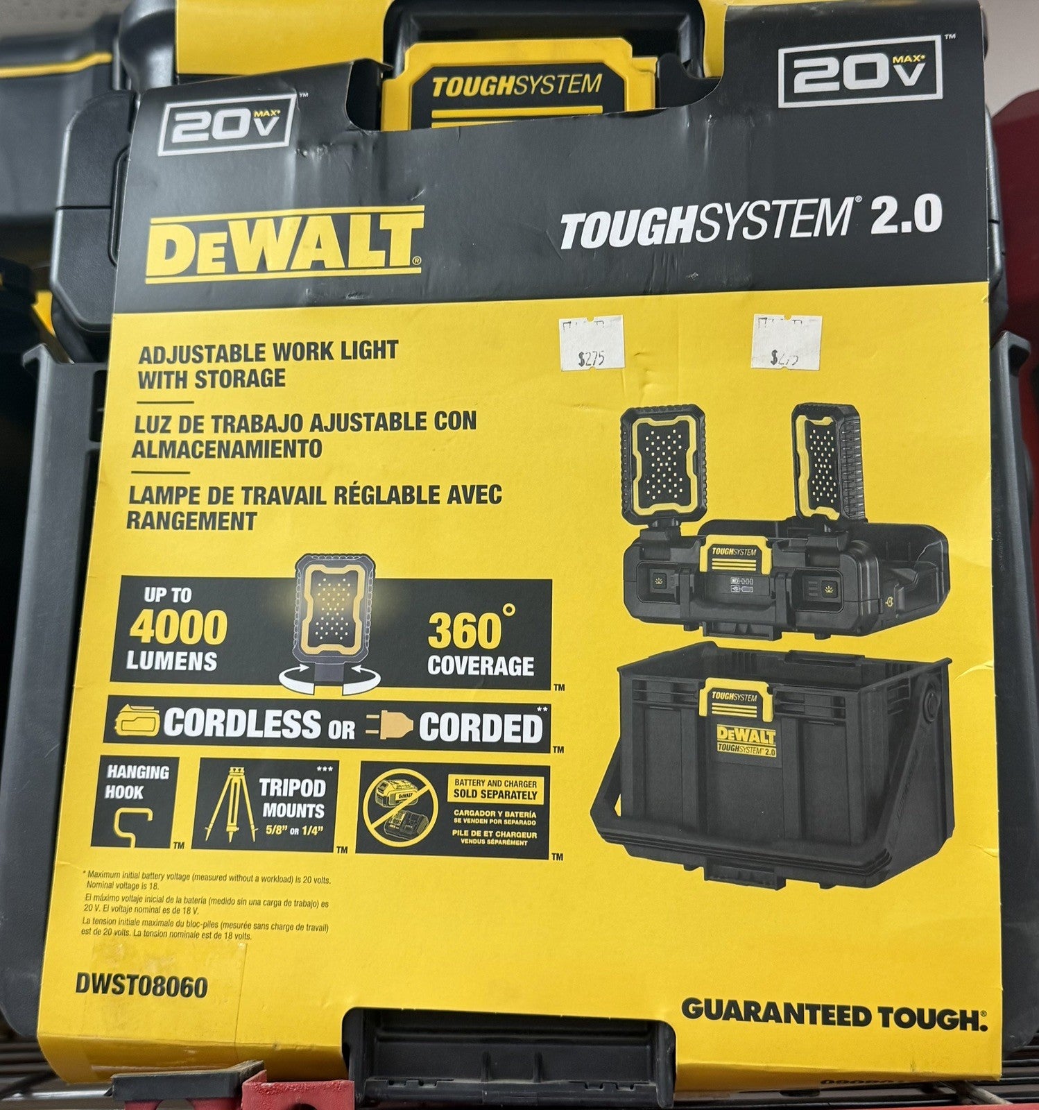 DeWalt DWST08060 TOUGHSYSTEM 2.0 Adjustable Work Light With Storage