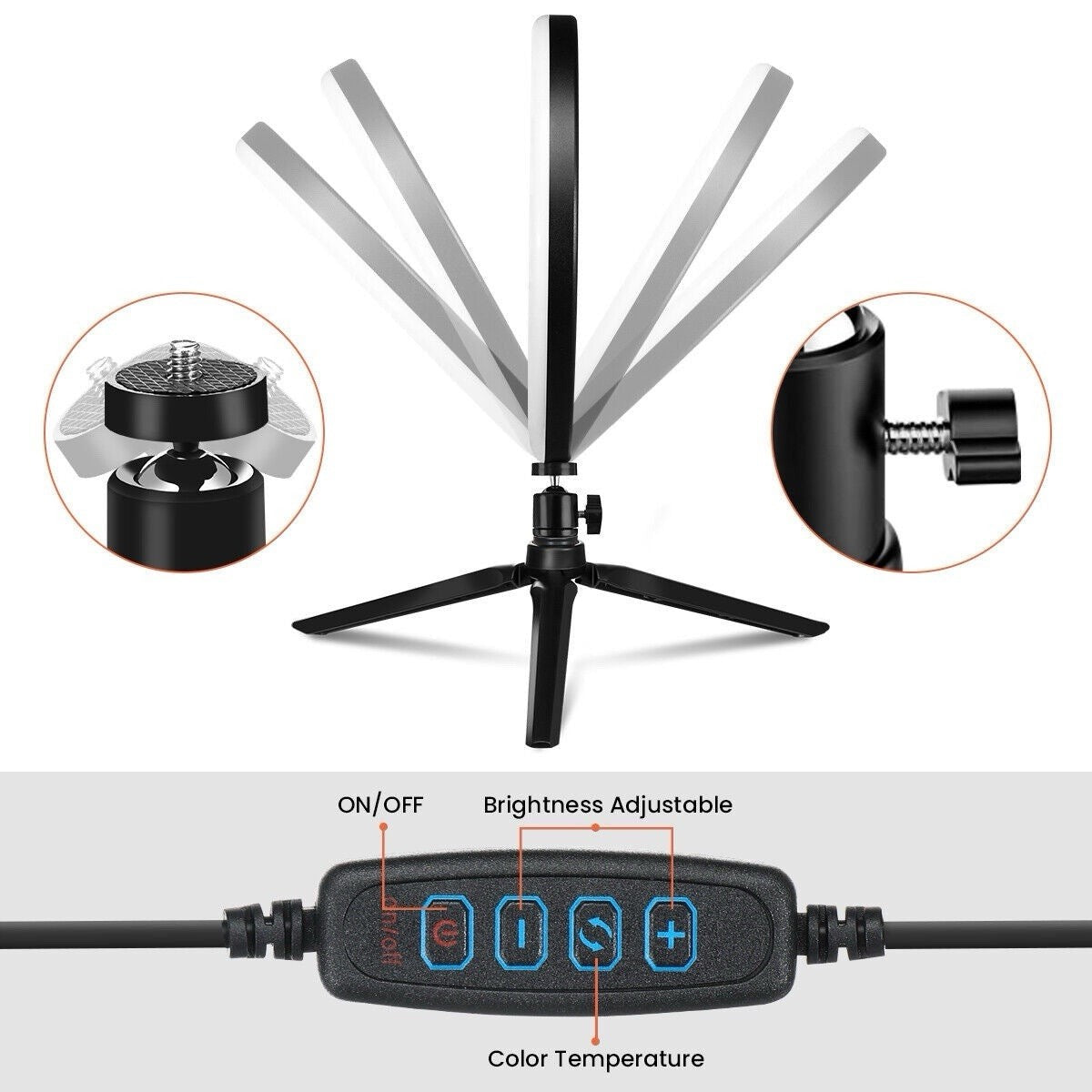 Elfeland 10W LED Ring Light Kit USB Phone Holder Tripod for TikTok YouTube - Lumi and Leo