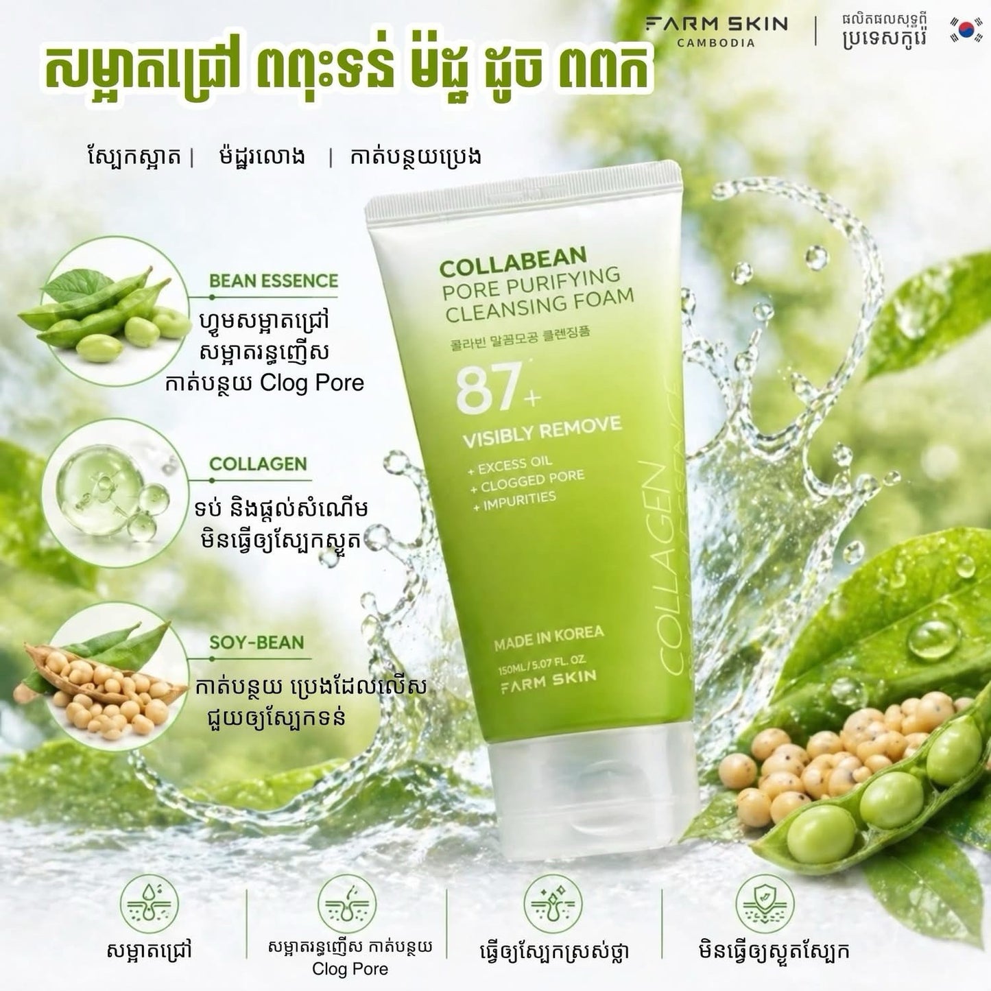 Farm Skin Collabean Pore Purifying Cleansing Foam 150ml Korean Cleanser - Lumi and Leo