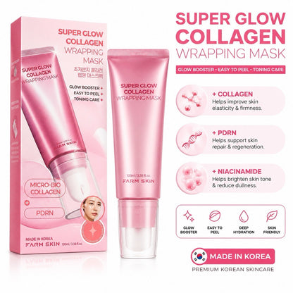 Farm Skin Super Glow Collagen Wrapping Mask 100ml PDRN Peel Off Made Korea - Lumi and Leo