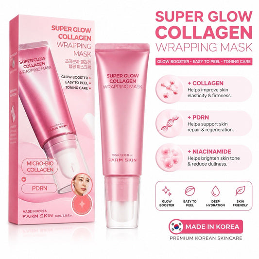 Farm Skin Super Glow Collagen Wrapping Mask 100ml PDRN Peel Off Made Korea - Lumi and Leo